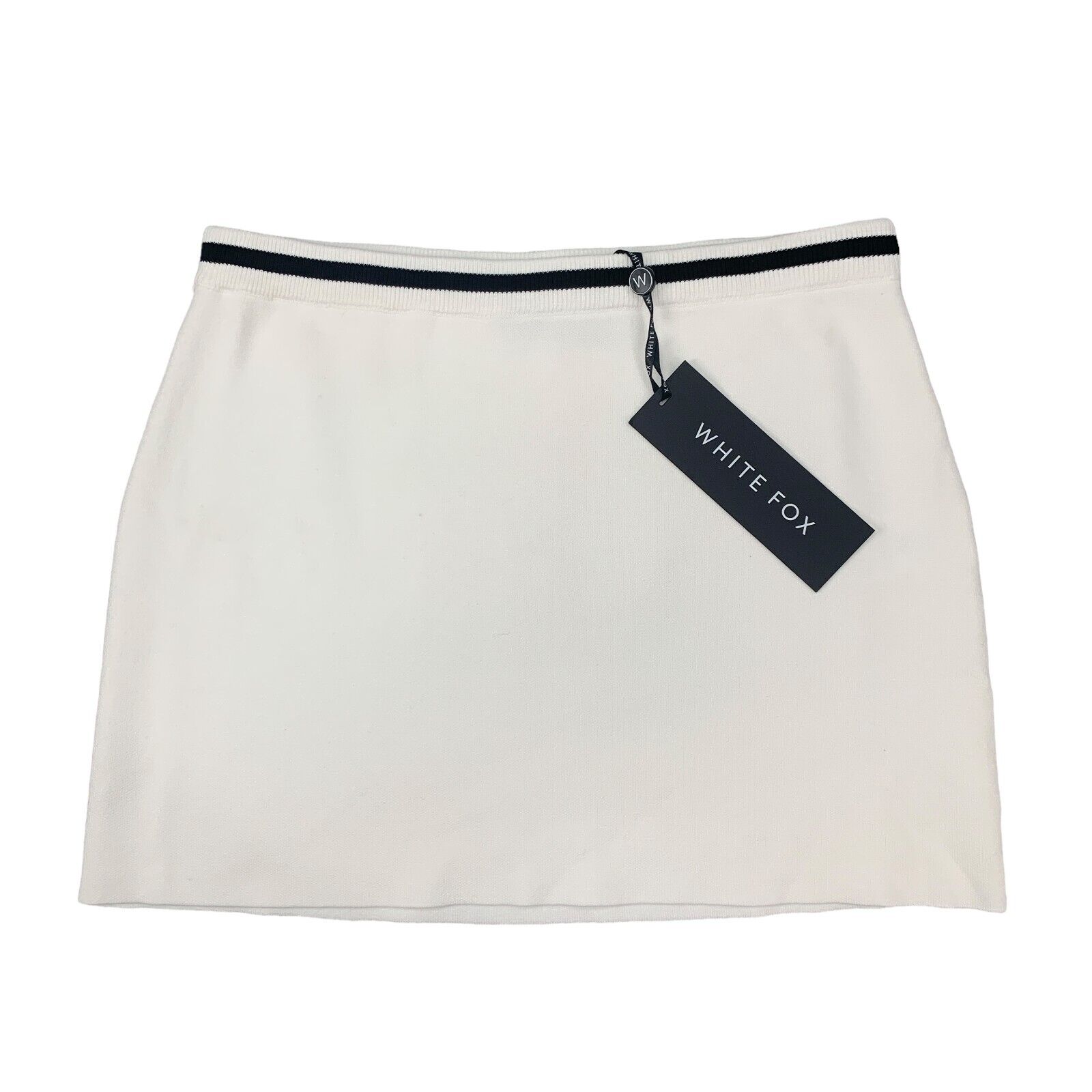 White Fox Boutique Thinking Out Loud Mini Skirt Women L White Knit Elastic Waist